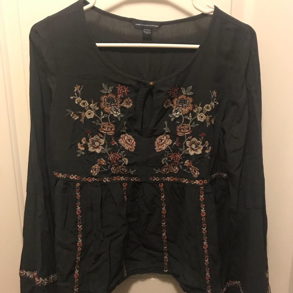 Embroidered flow top from AE